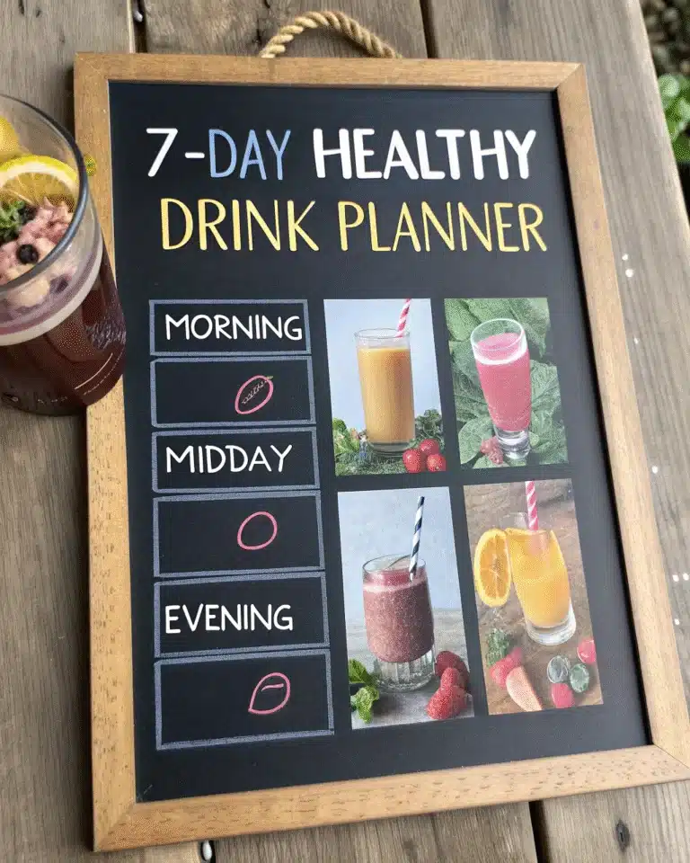 weekly healthy drinks planner with recipes