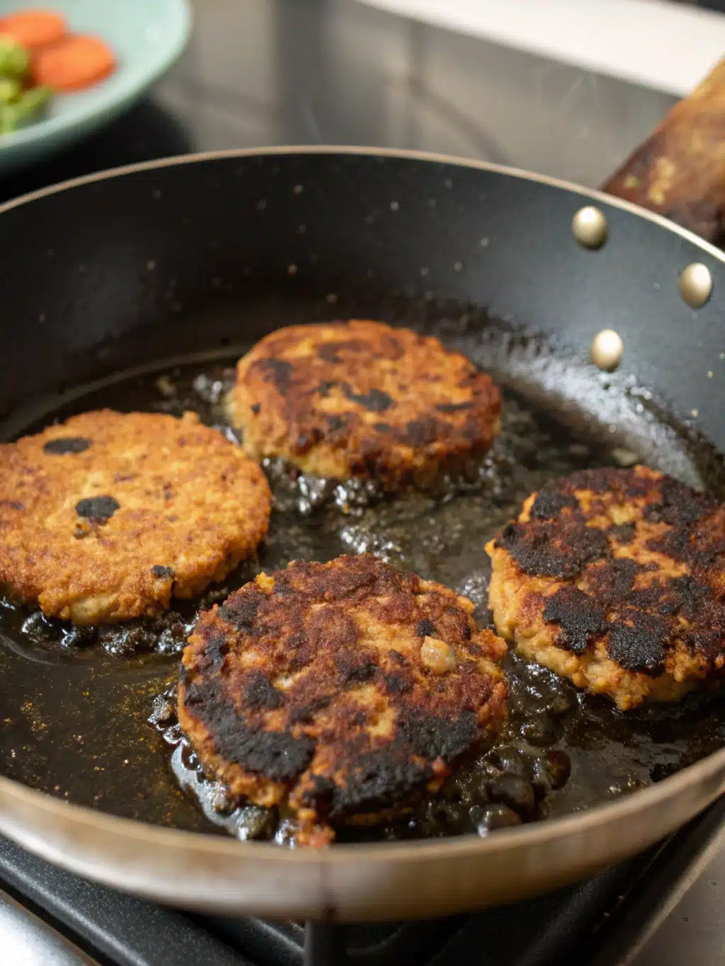 Finished black bean burger with toppings on a bun