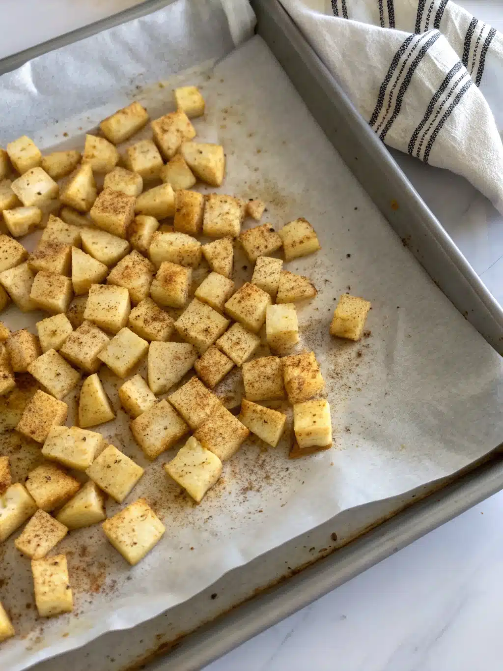 Finished cooked jicama recipe with cilantro garnish