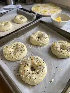 Cottage cheese bagels are soft, chewy, and easy to make with small-curd cottage cheese, topped with everything seasoning for a flavorful bite.