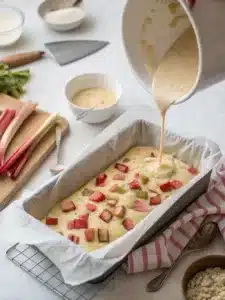 Moist lemon rhubarb loaf bursting with tangy rhubarb and zesty lemon, perfect for afternoon tea or a sweet breakfast treat.