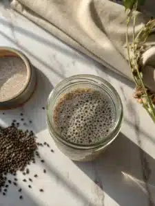 Try this refreshing Ozempic drink recipe with chia seeds and almond milk—blended with cinnamon and honey for a creamy, chilled treat. Enjoy immediately or chilled.