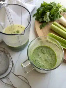 Try this refreshing Ozempic juice recipe with crisp celery juice, zesty lemon, and ginger, served chilled over ice for a revitalizing drink.