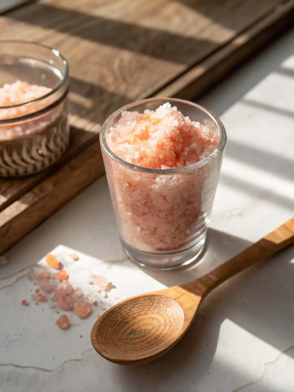 Finished pink salt weight loss drink in a glass