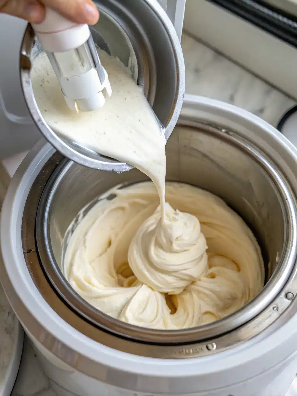 Scoops of fruit frozen yogurt topped with fresh berries