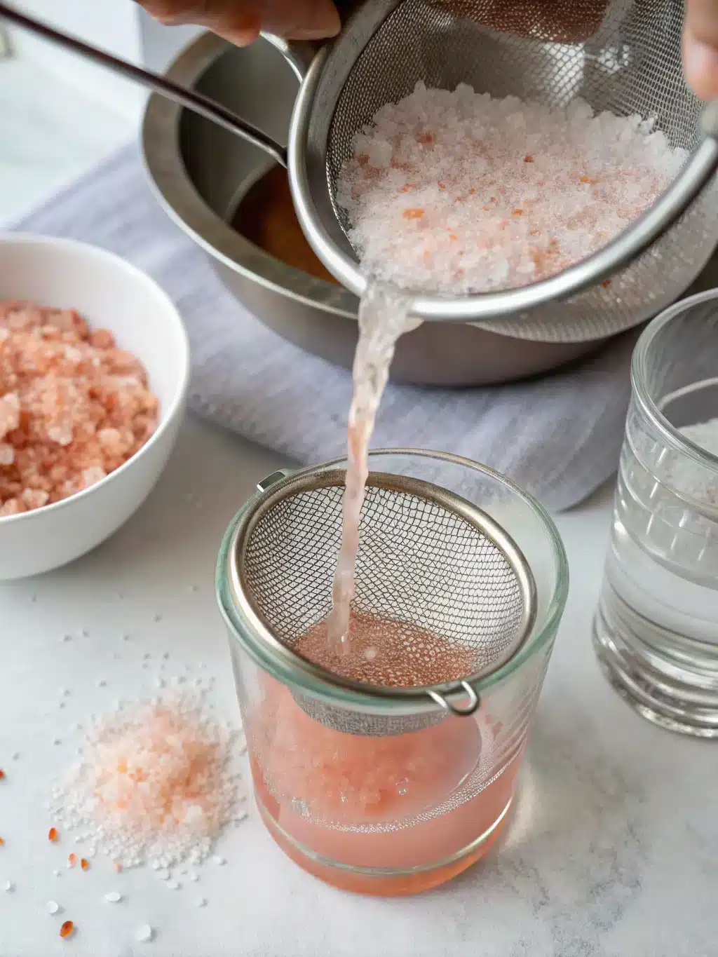 Finished Himalayan salt recipe drink garnished with rosemary
