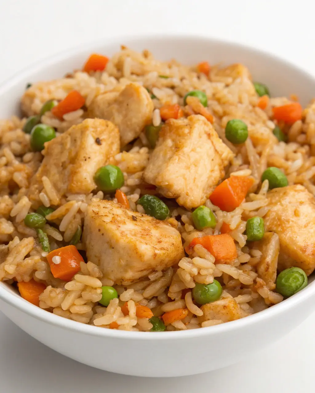 Serving Bang Bang Chicken Fried Rice Recipe with fresh garnishes