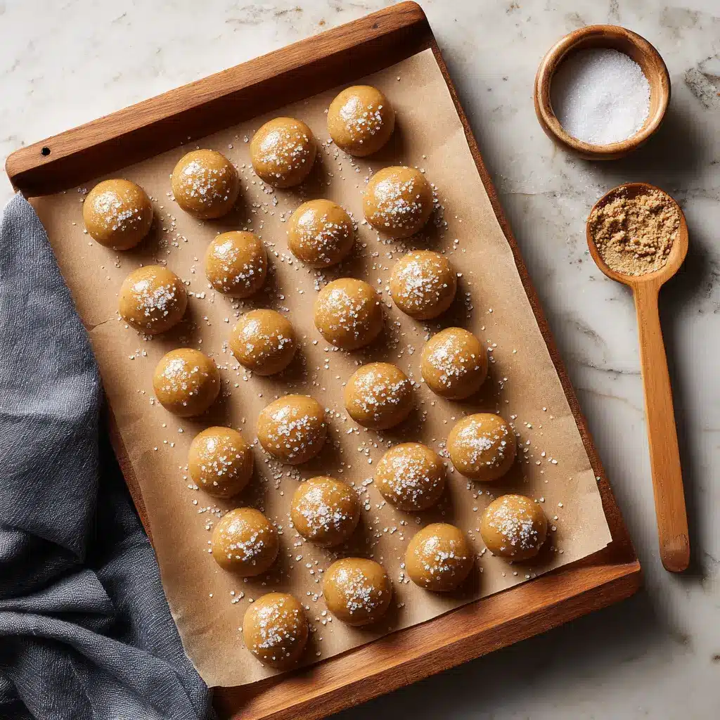 Rolling Cake Mix Peanut Butter Cookies in sugar