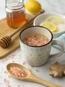 Recharge with this Pink himalayan salt drink recipe—a refreshing blend of pink salt, lemon, honey, and ginger served chilled or warm for natural hydration.