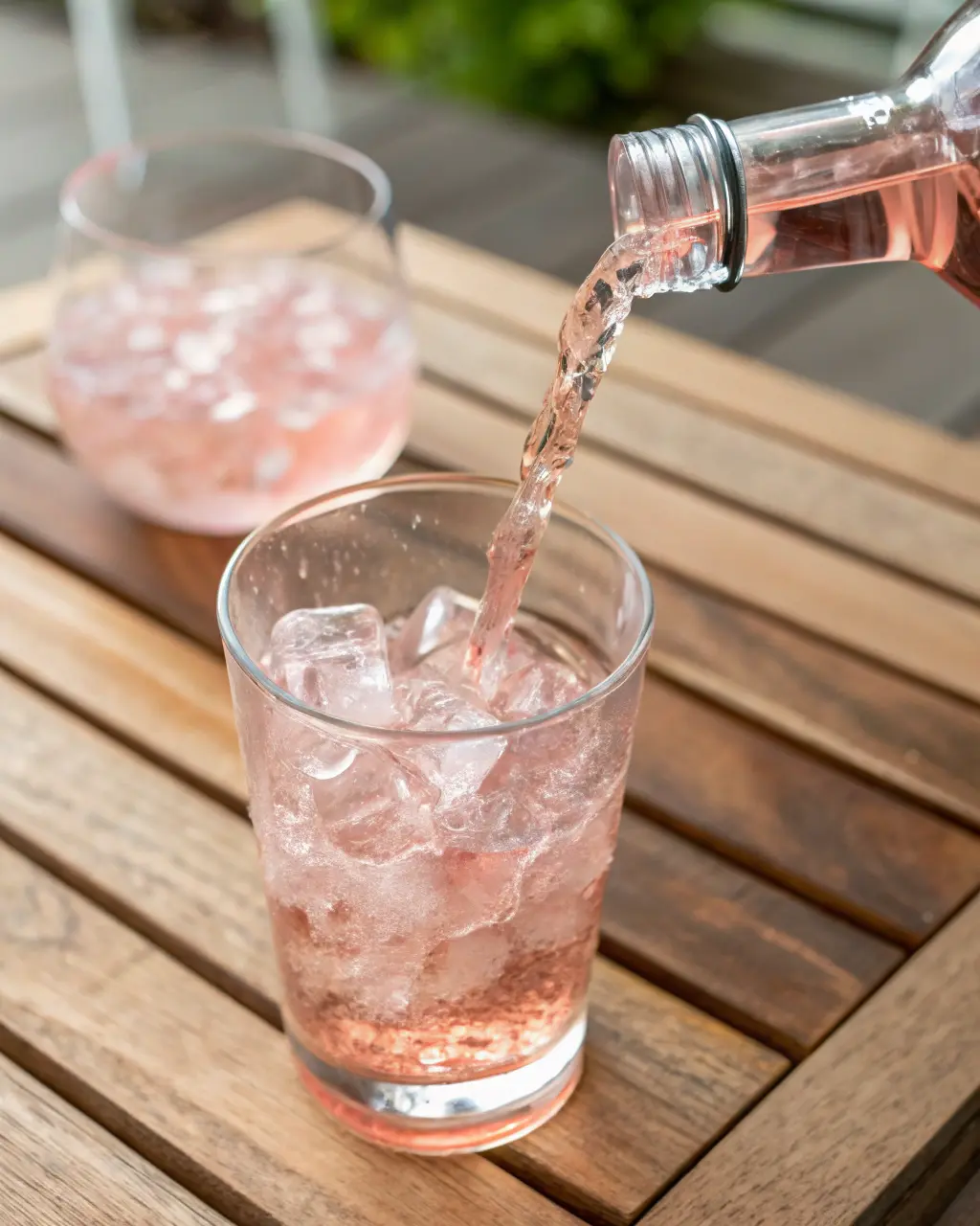 Serving a refreshing pink Himalayan salt drink with lemon and ice