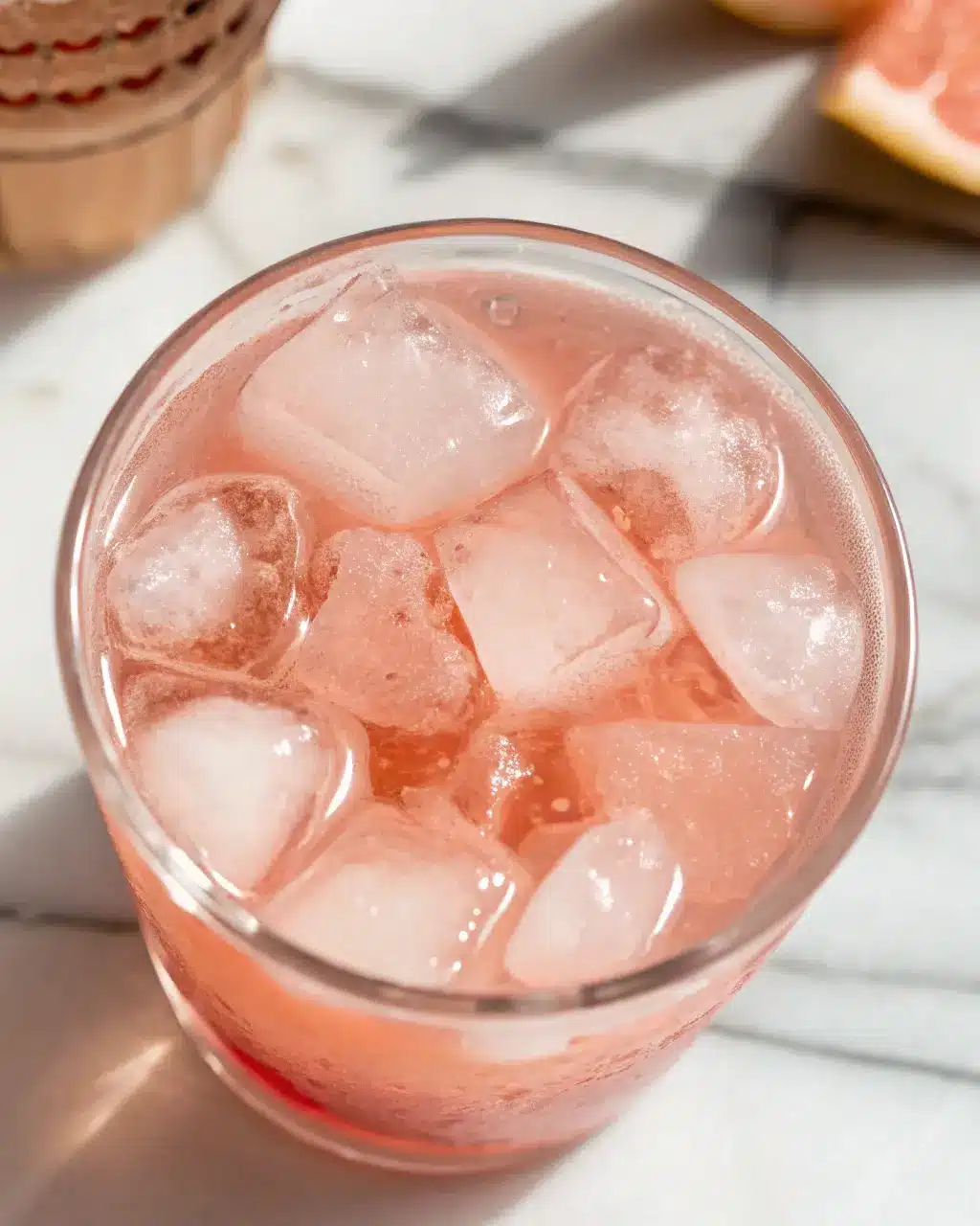 Serving pink Himalayan salt drink recipes in a tall glass with lemon and mint garnish