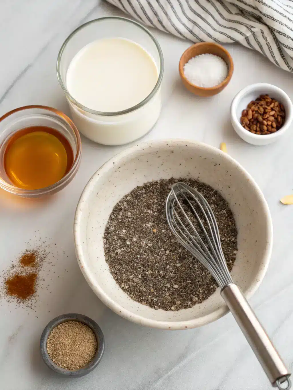 Whisking chia seed mixture for Natural Ozempic Drink Recipe