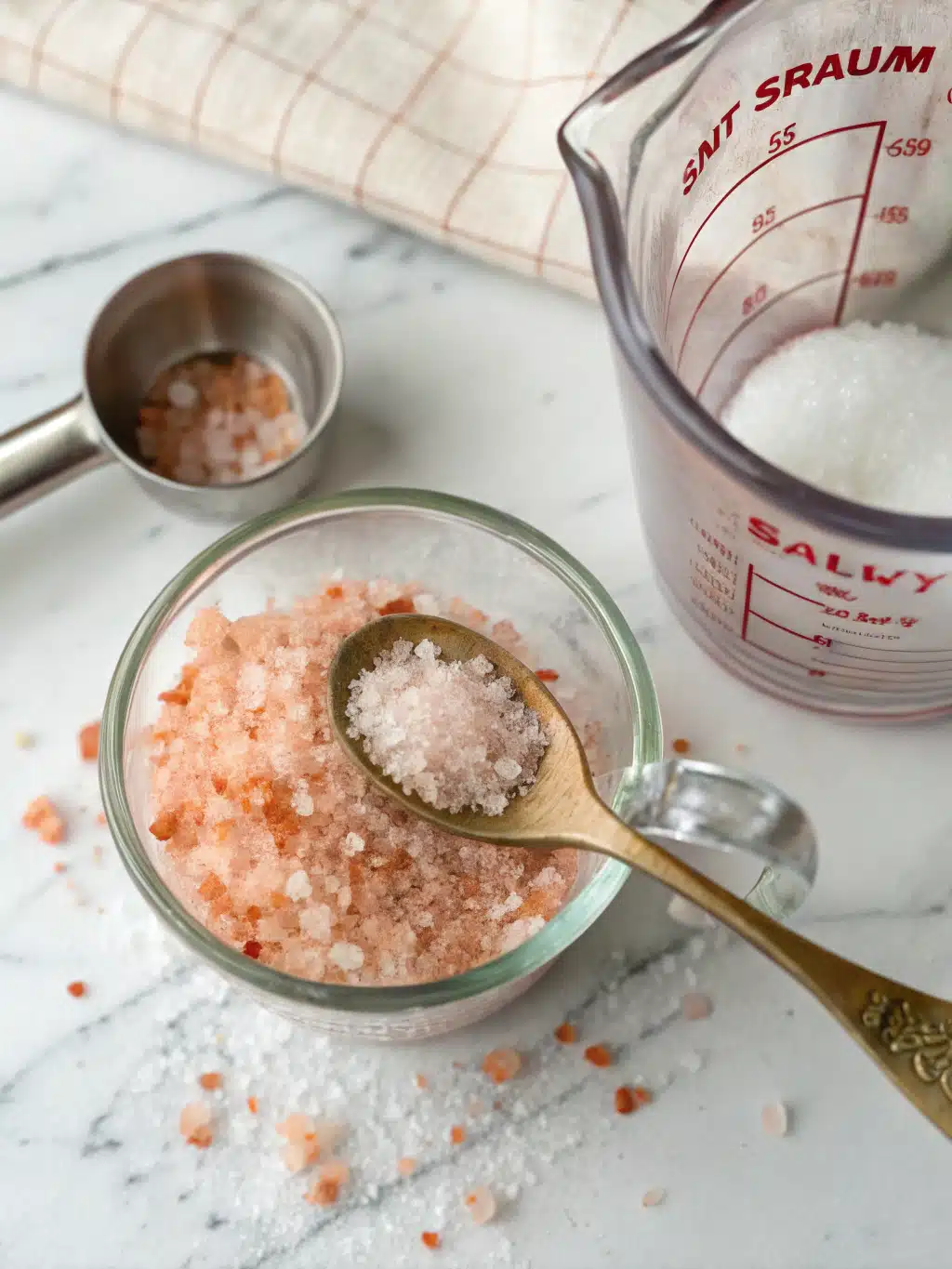 Mixing lemon juice and honey into Himalayan salt water