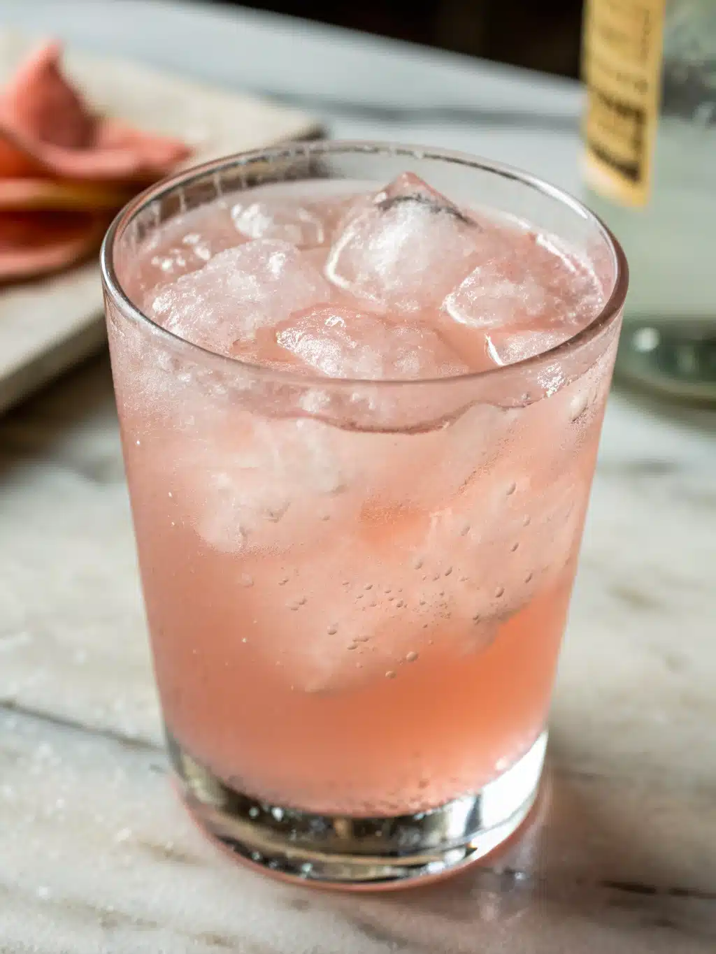 Elegant pink salt drink for weight loss served in a mason jar with lemon garnish