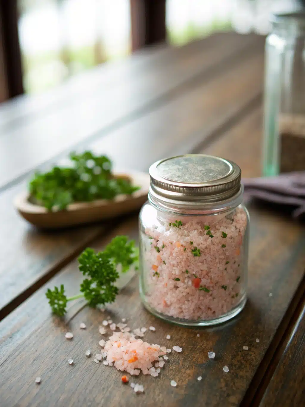 Serving pink salt ozempic recipe drink over roasted vegetables and grilled chicken