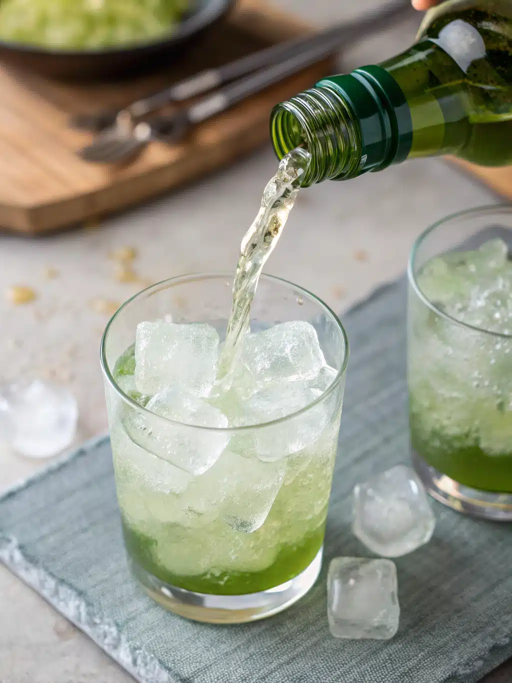 Finished Japanese Mounjaro drink recipe served in glasses with lemon garnish