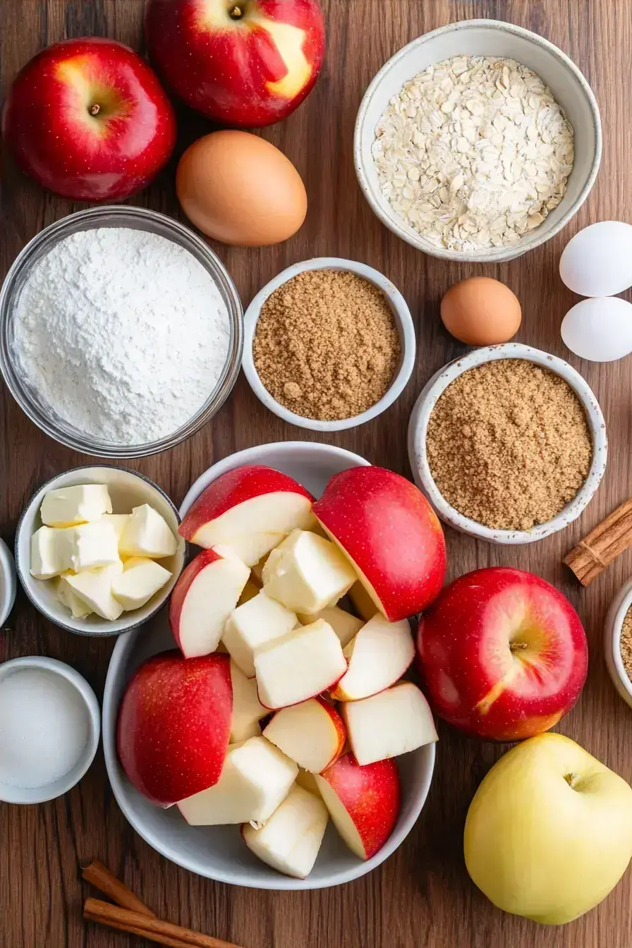 Ingredients for the easy Apple Crumble Cheesecake recipe