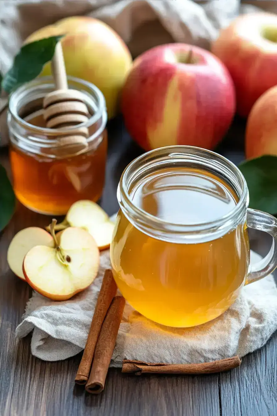 Ingredients for homemade apple peel tea laid out on a wooden table