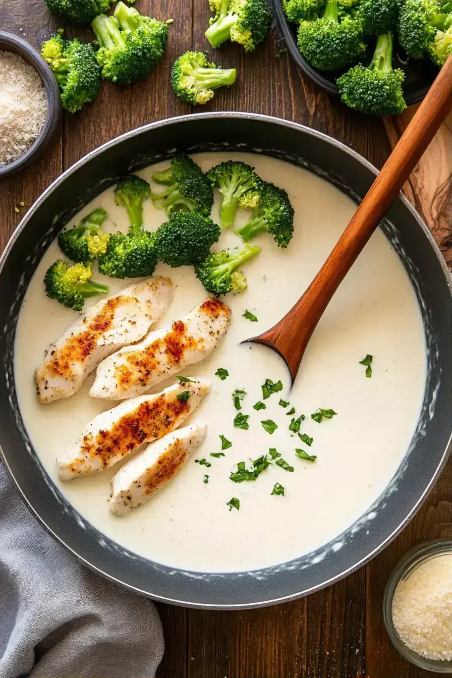 Final Baked Chicken and Broccoli Alfredo dish