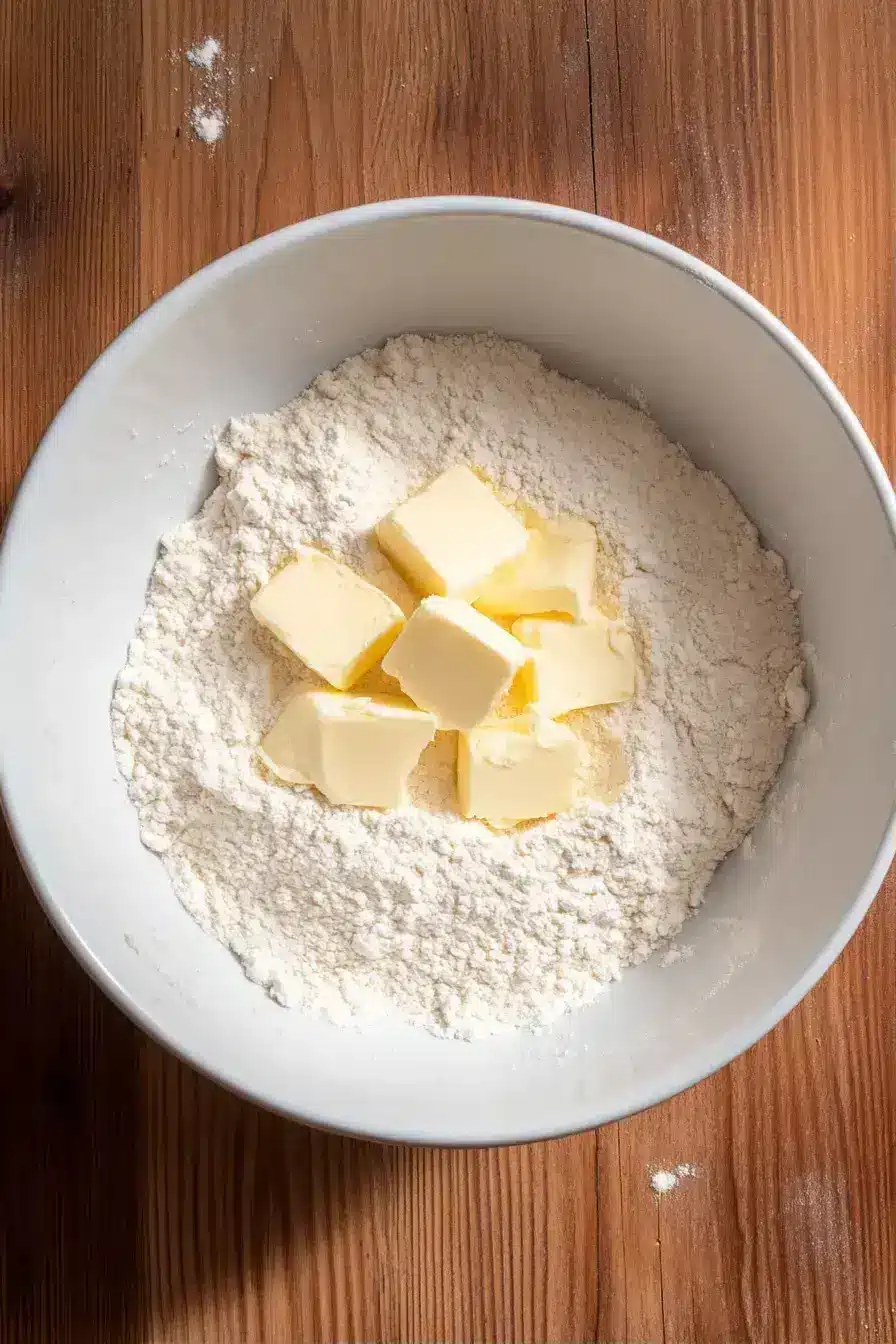 Mixing the buttery dough pockets from scratch for baked dumplings