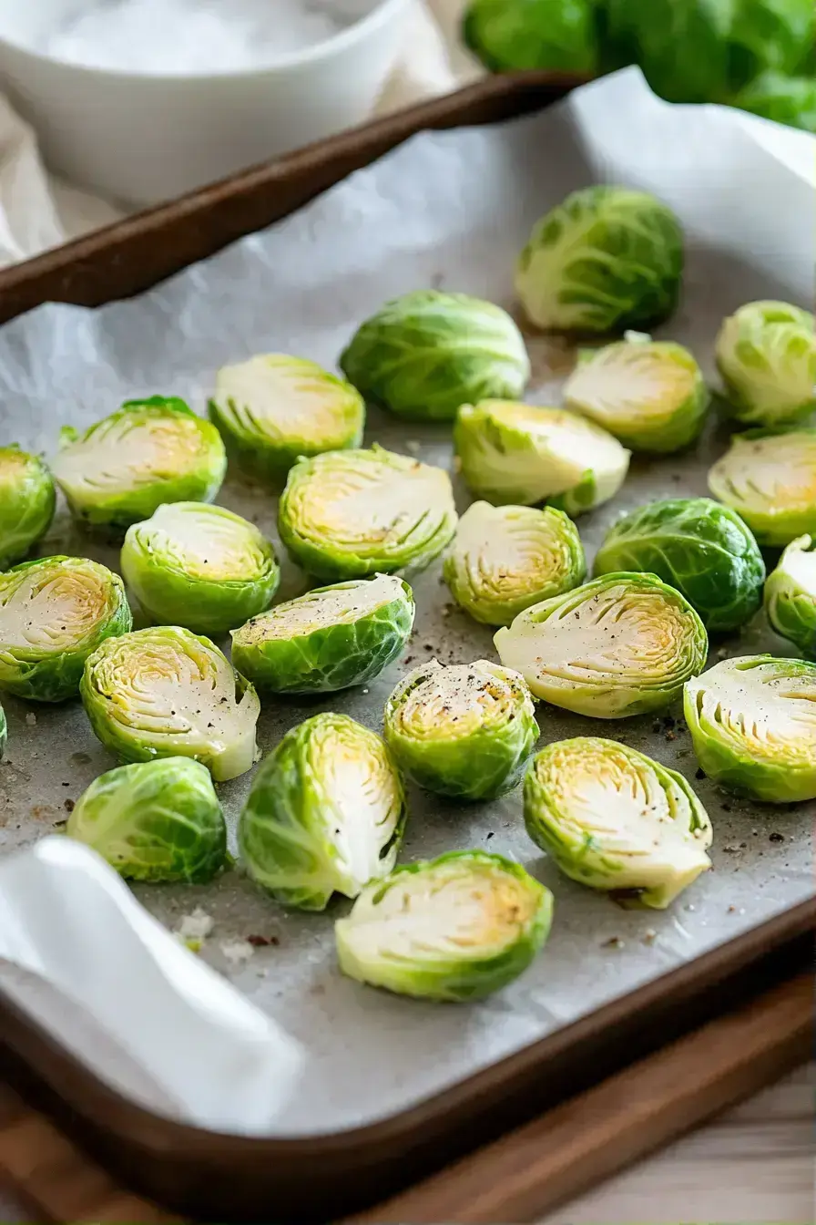 Tossing Brussels sprouts with olive oil