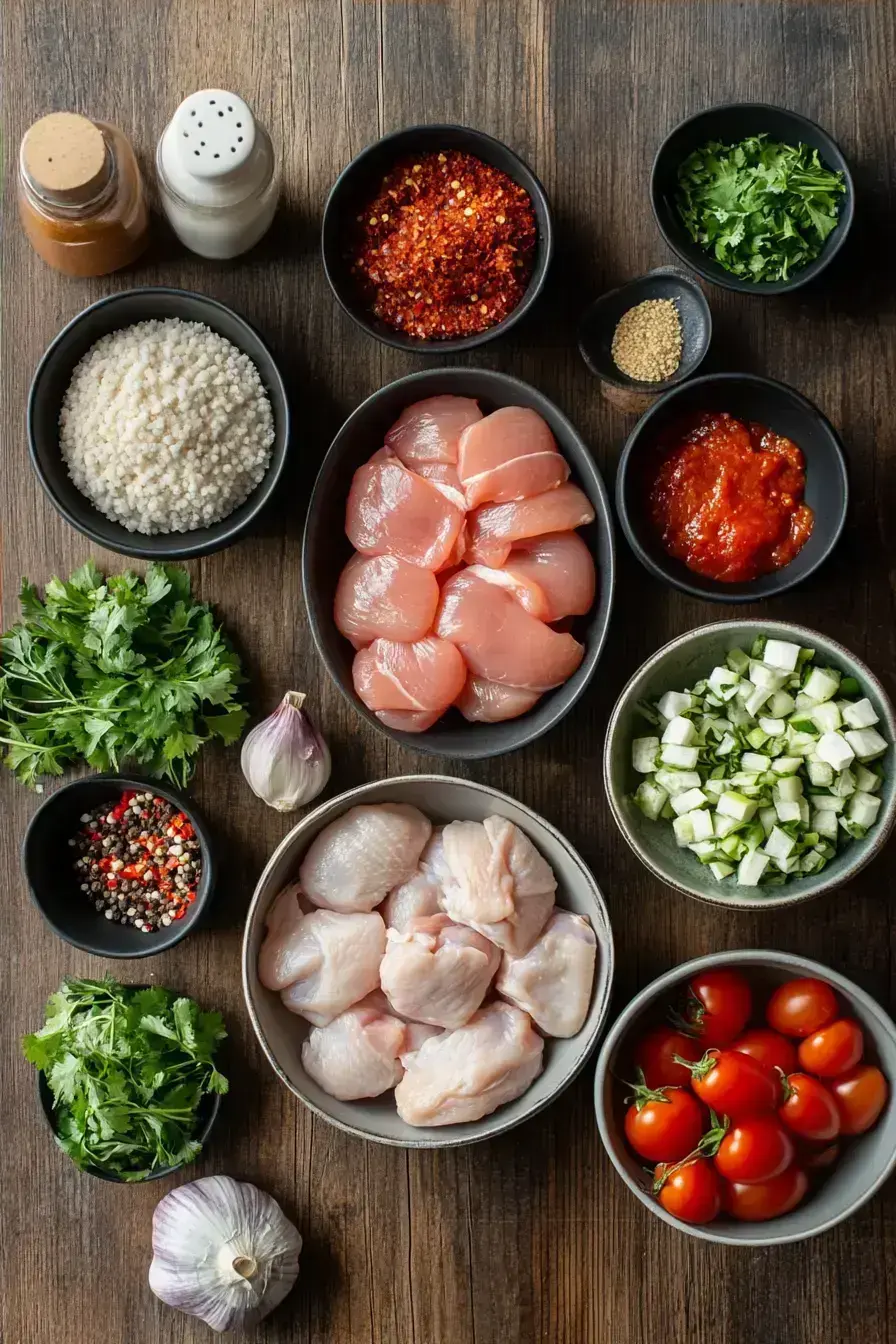 Ingredients for a delicious barbecue chicken recipe laid out on a counter