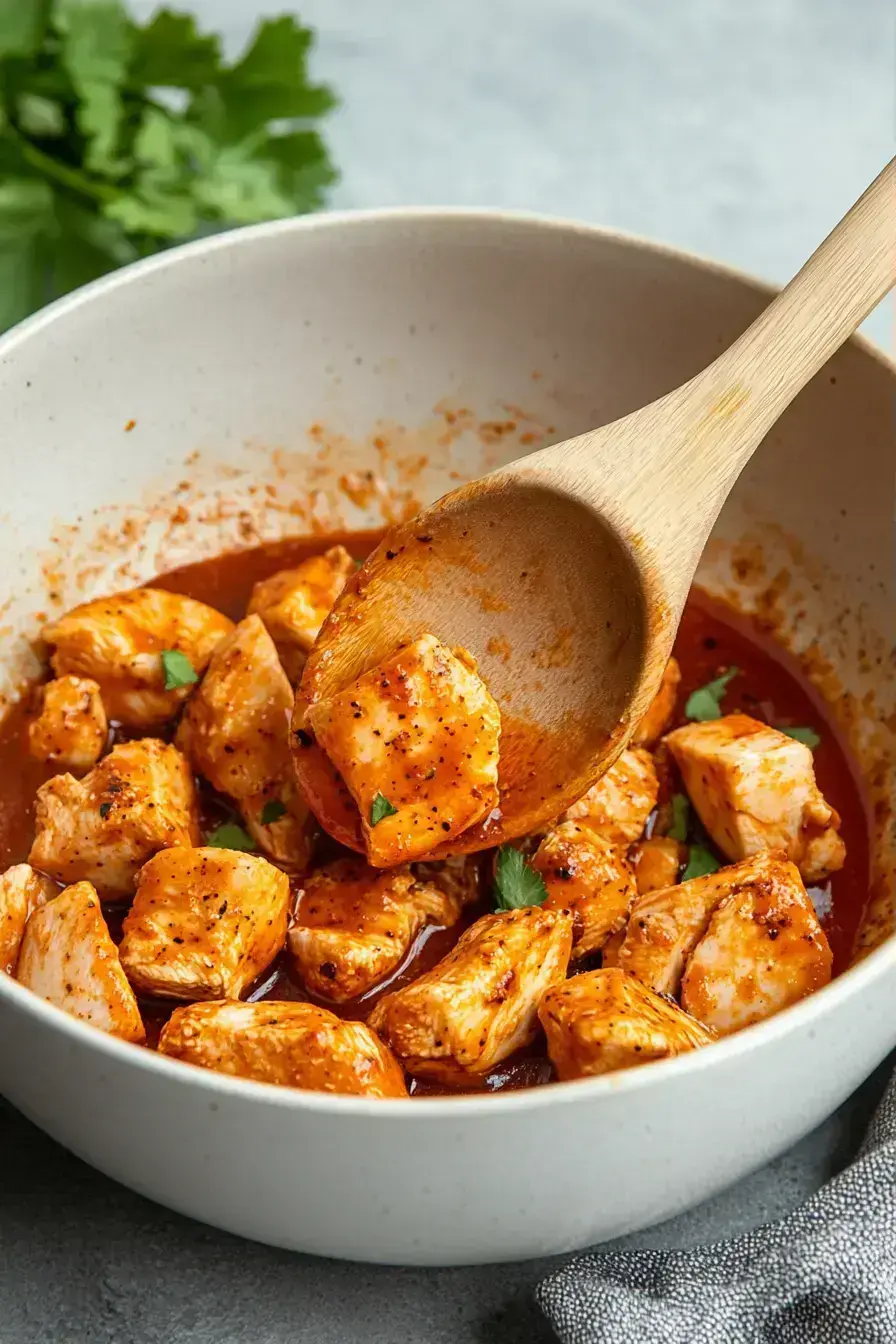Mixing the tangy sauce for barbecue chicken in a bowl