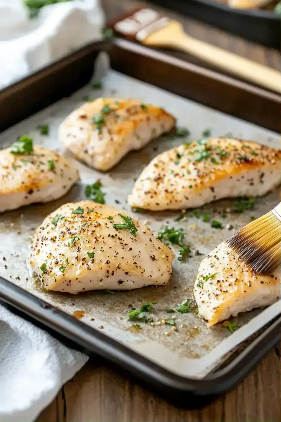 Arranging chicken thighs on a sheet pan for barbecue style baking