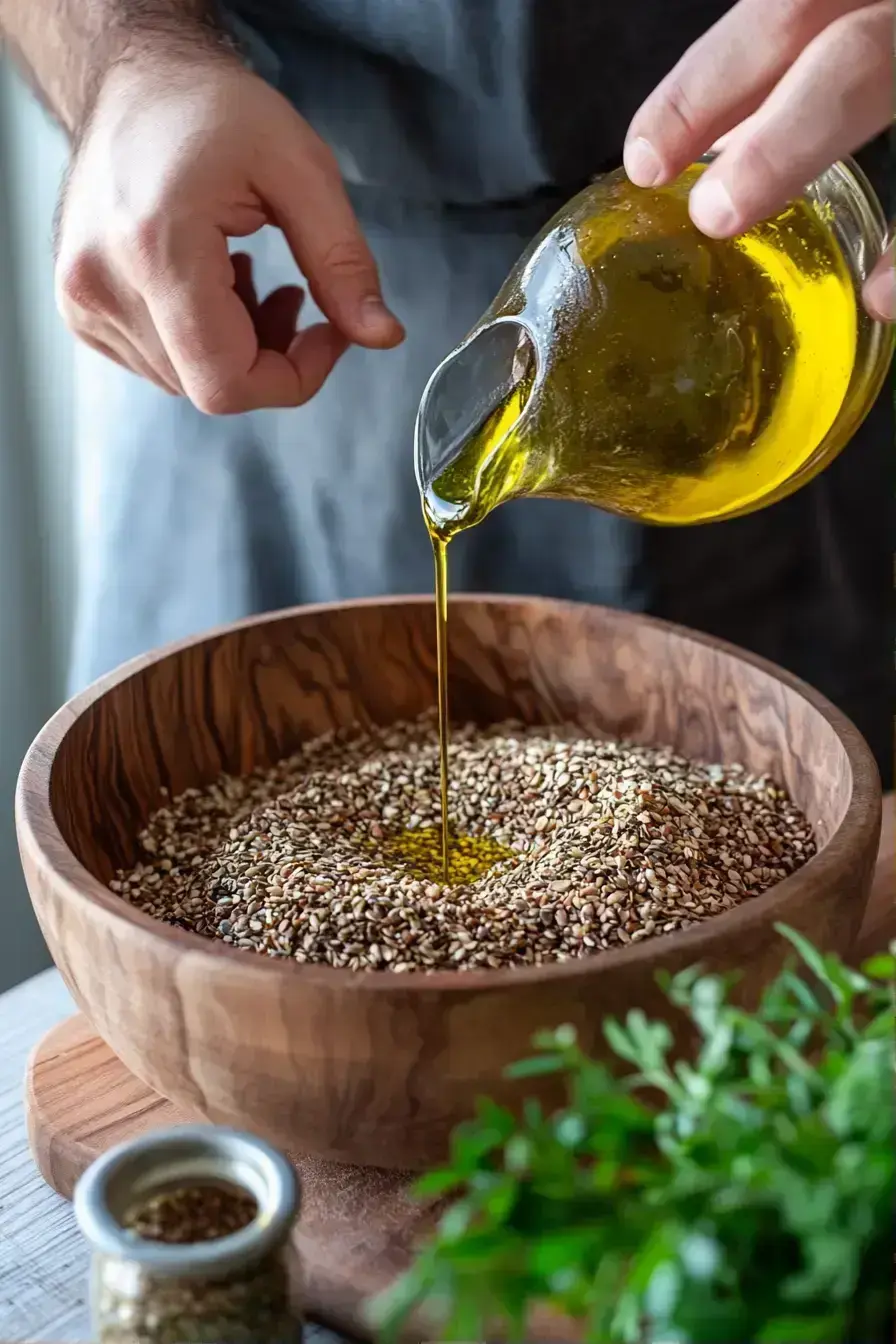 Spreading the Bariatric Seed Recipe mix evenly on a baking sheet