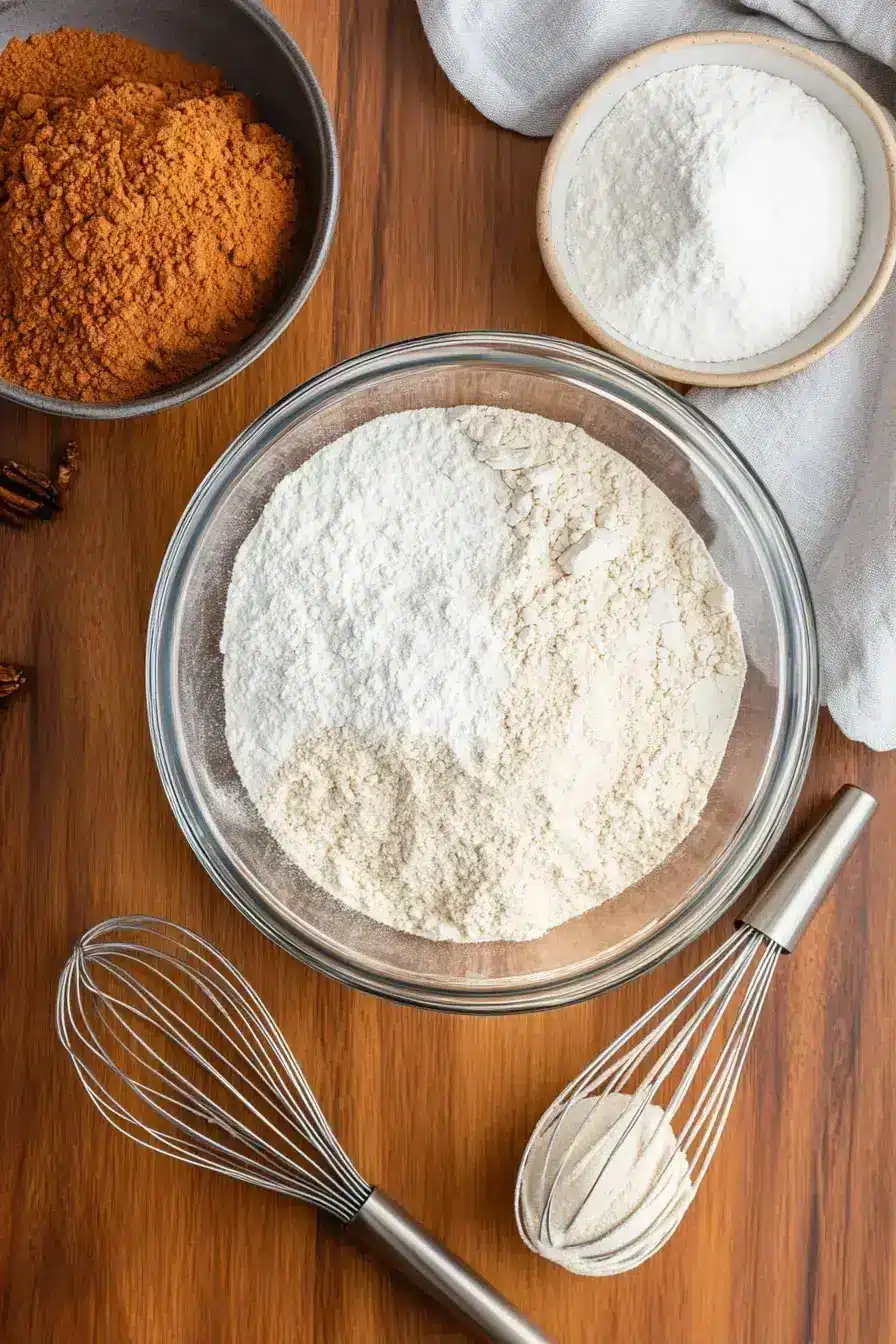 Mixing dry ingredients for Best Pumpkin Muffins