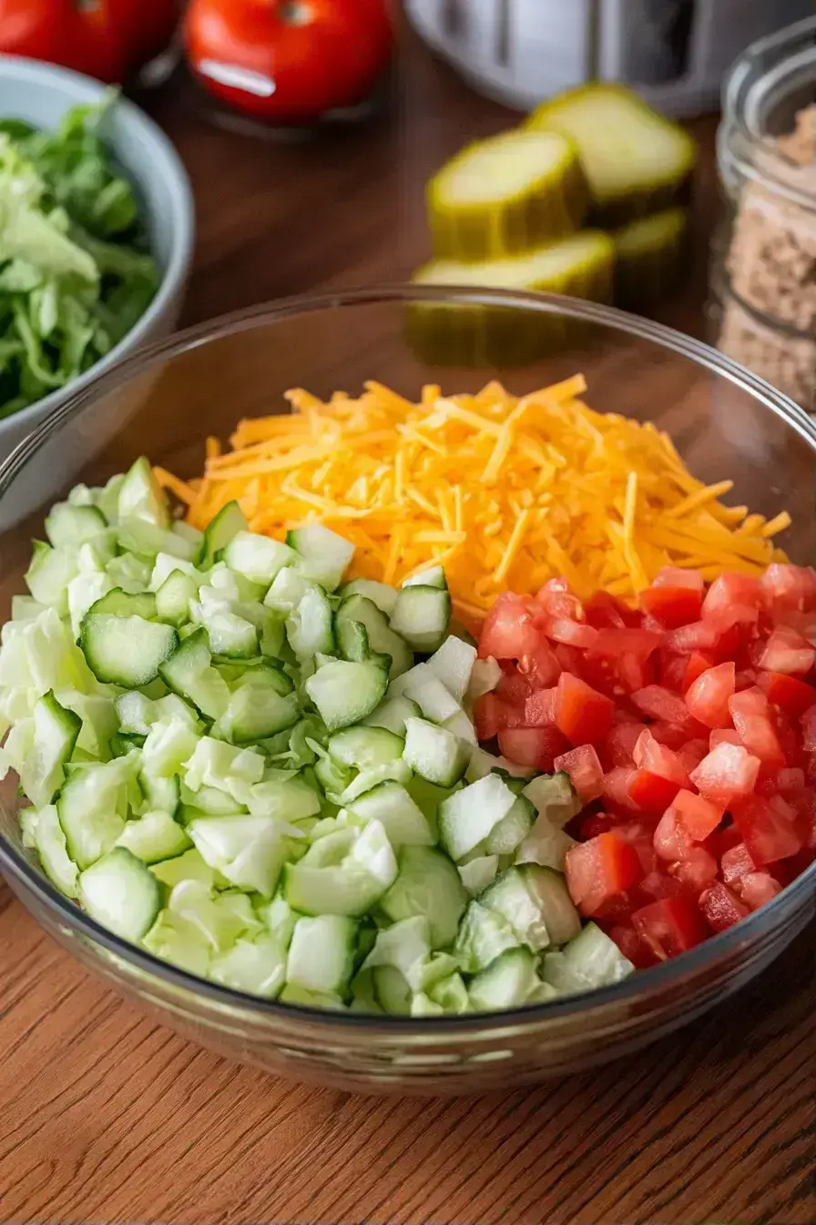 Finished Big Mac Bowls drizzled with special sauce