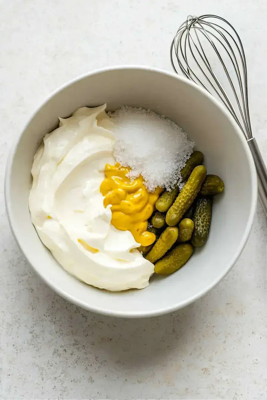 Whisking the initial ingredients for a smooth Big Mac Sauce