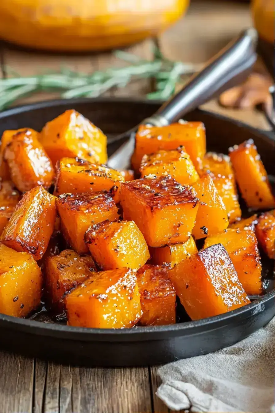 Nutritional benefits of butternut squash with vitamin-rich roasted cubes on a scale