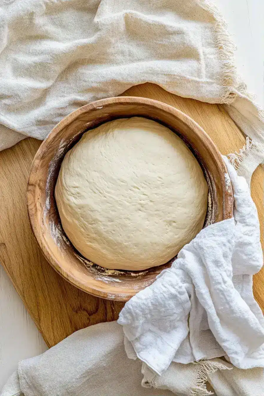 Charcoal Pizza dough rolled out on a floured surface ready for grilling