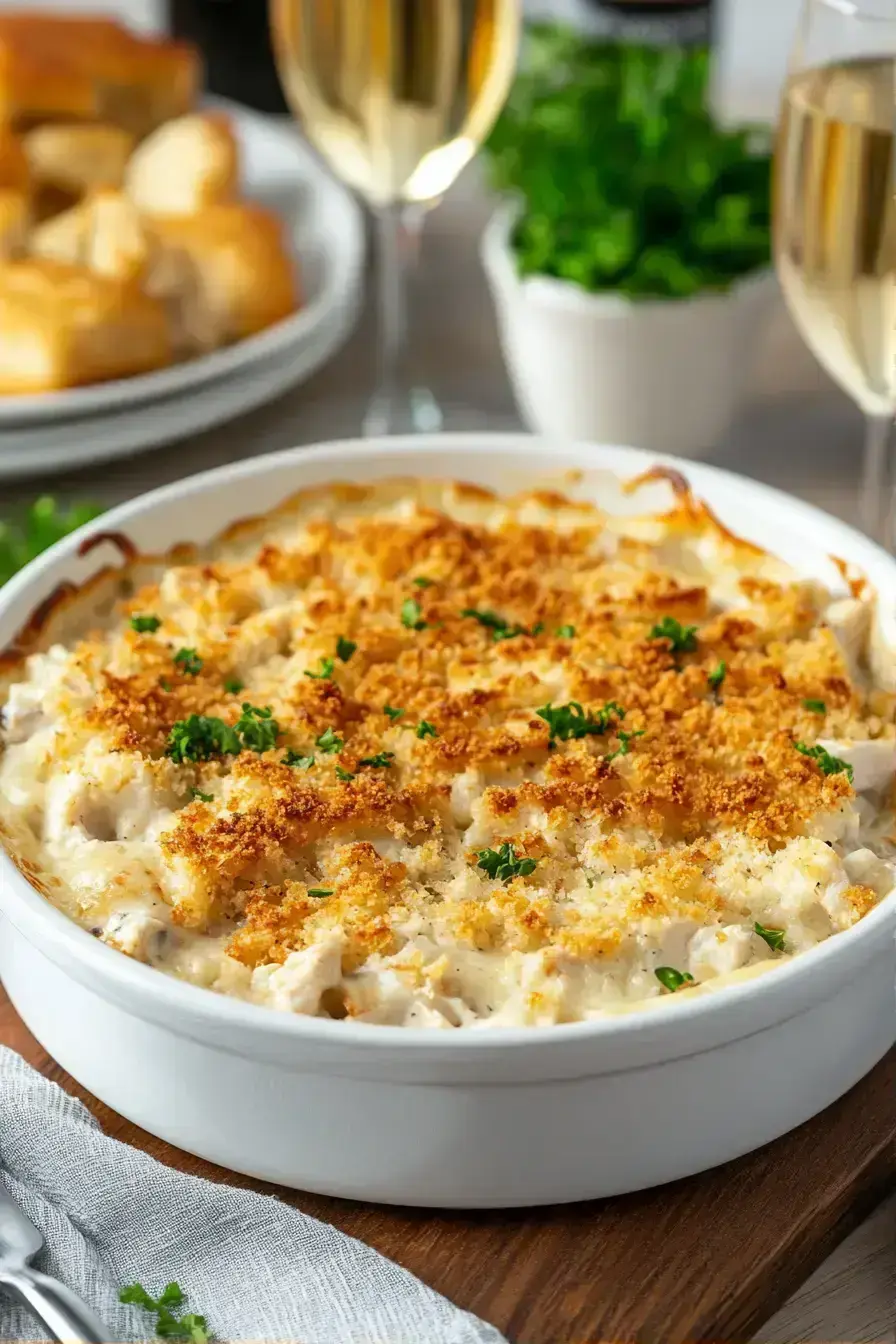 Serving Chicken Cordon Bleu Dip with fresh veggies and crackers