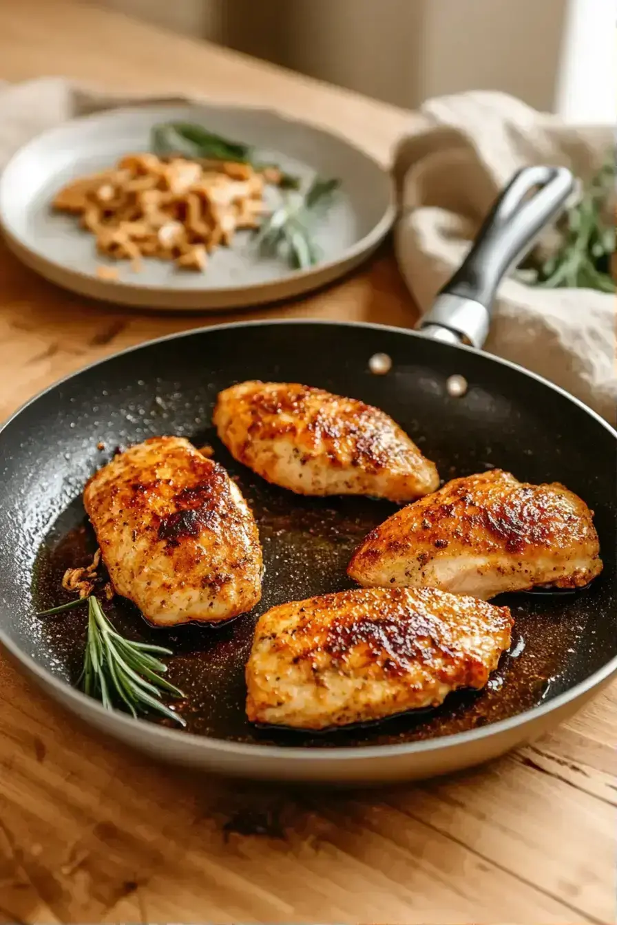 Cooking savory mole sauce with chicken and melted cheese in a skillet