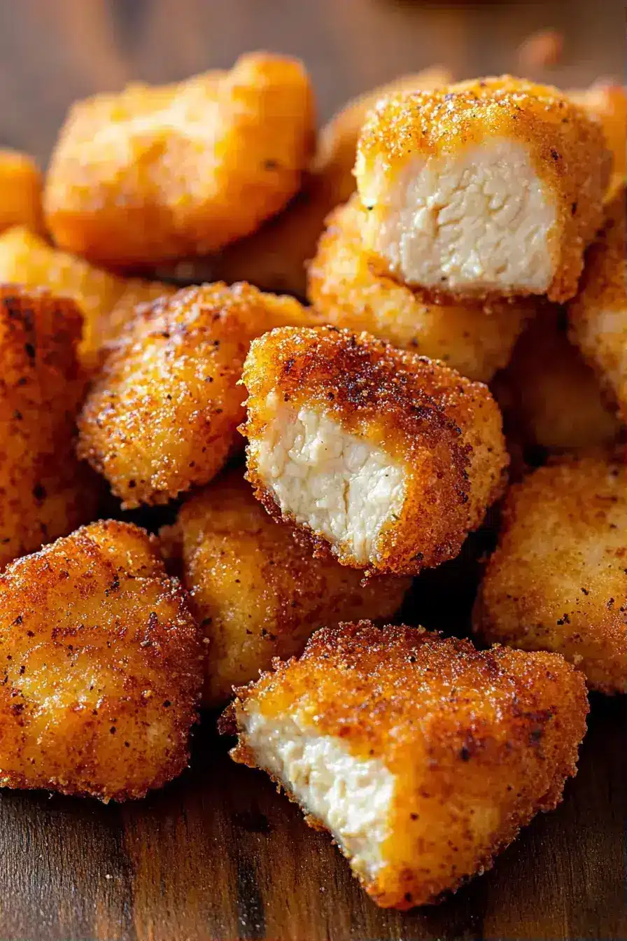 Golden chicken nuggets served with dipping sauces and sides