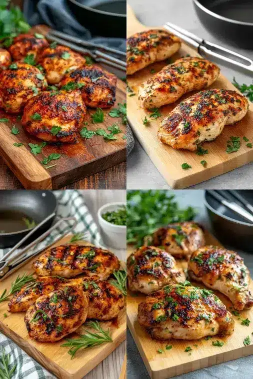 Shredded chicken tacos with lime juice being stirred in a skillet