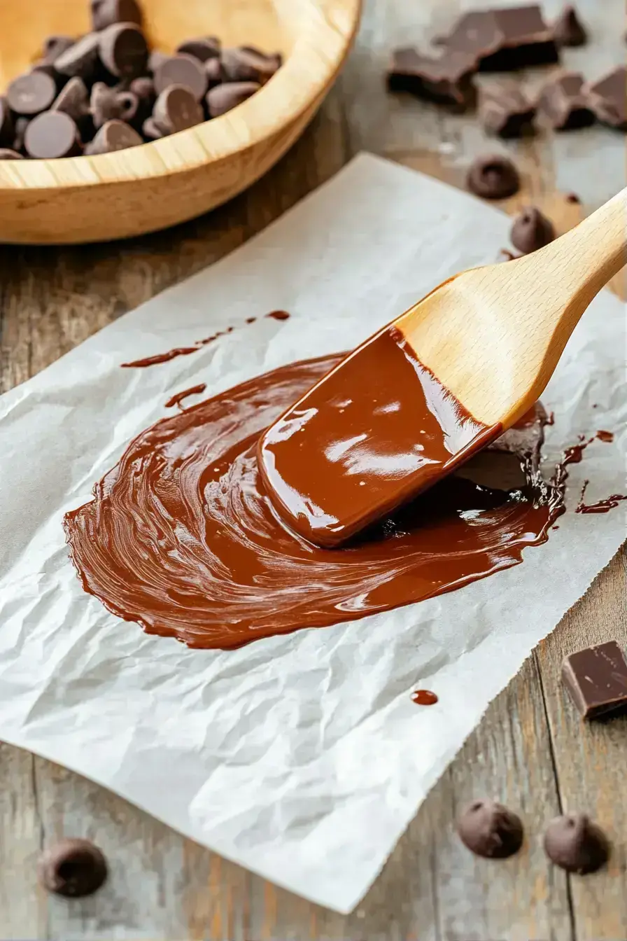 Melting chocolate with sea salt topping in a glass bowl