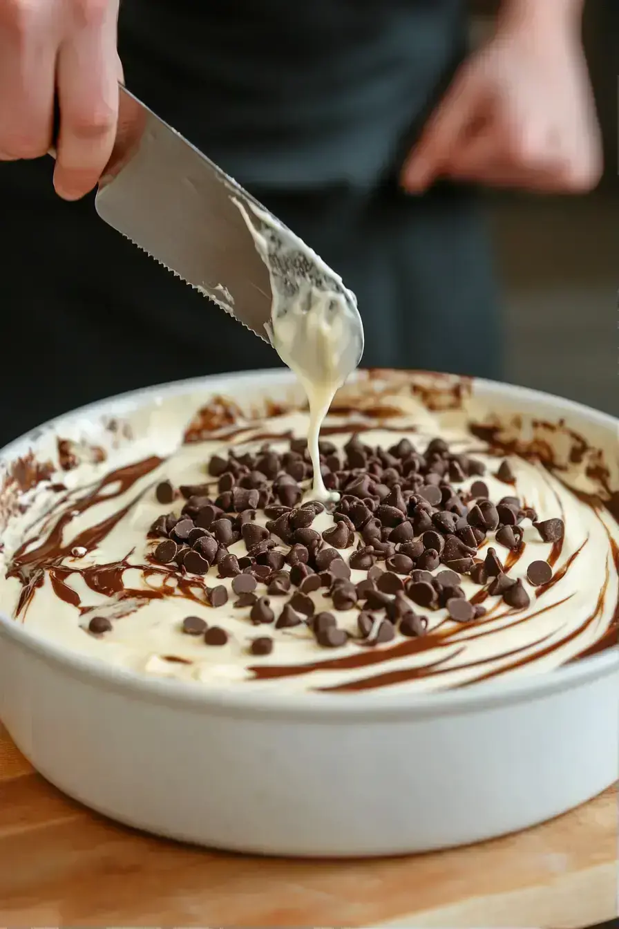 Creating a holiday white and dark chocolate dessert with drizzling