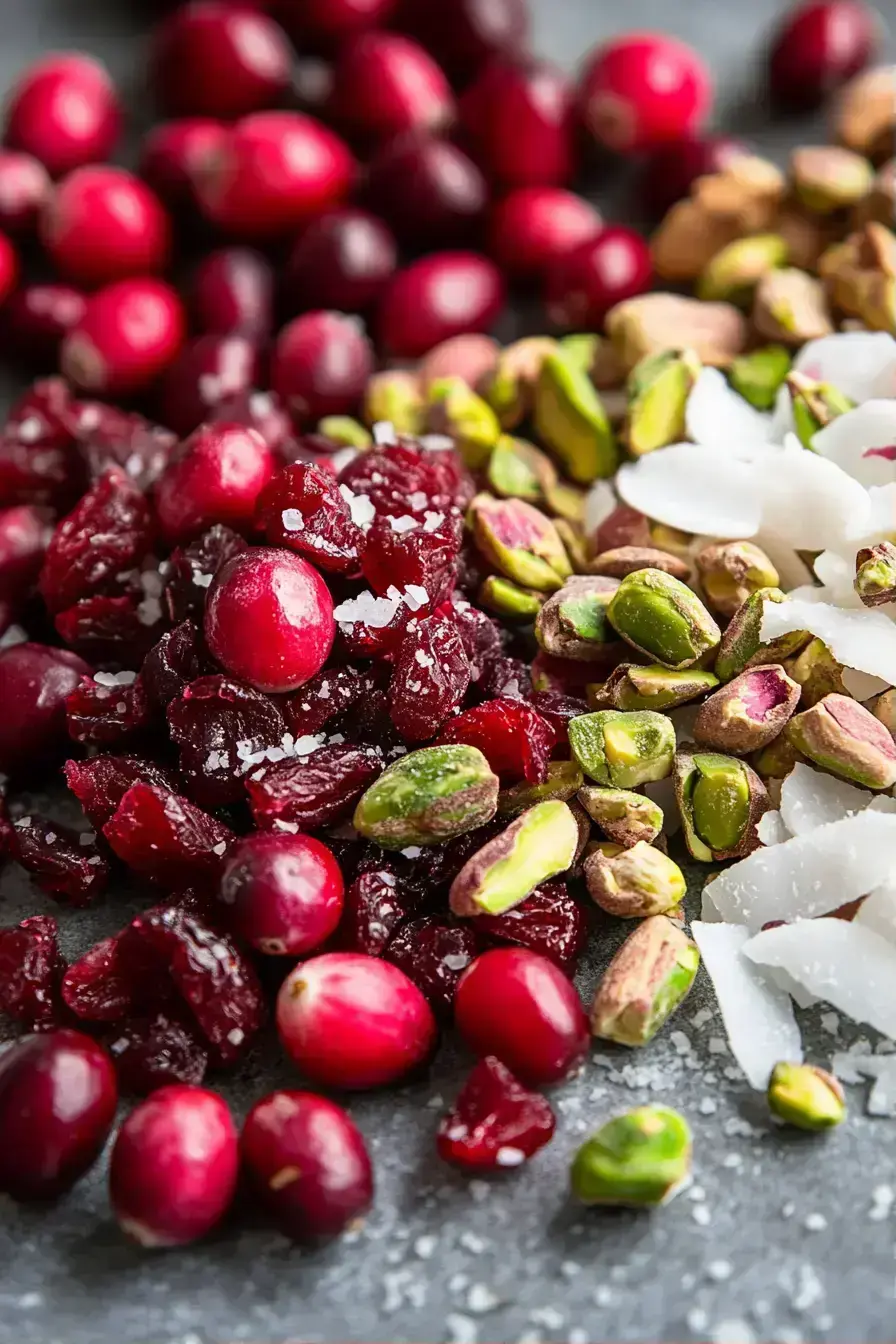 Finished no bake cranberry pistachio chocolate slab ready to serve