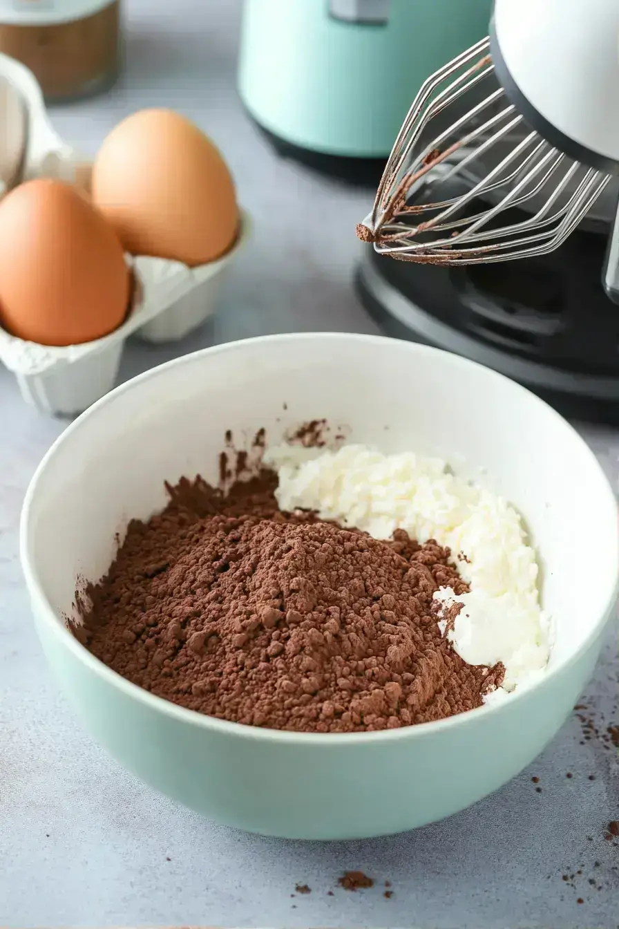 Adding boiling water to chocolate cake batter for a moist texture