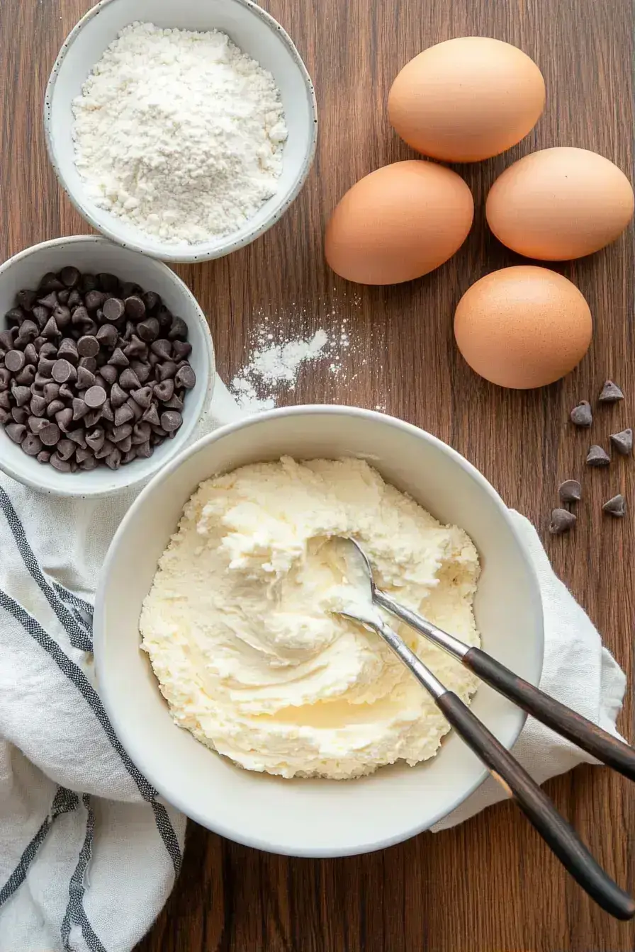 Adding eggs and vanilla to chocolate chip cookie batter