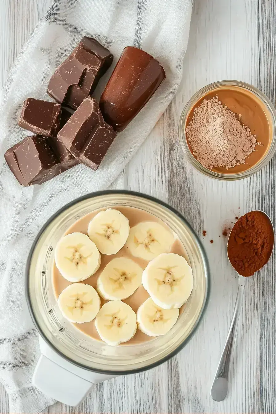 Blending Chocolate Peanut Butter Banana Smoothie