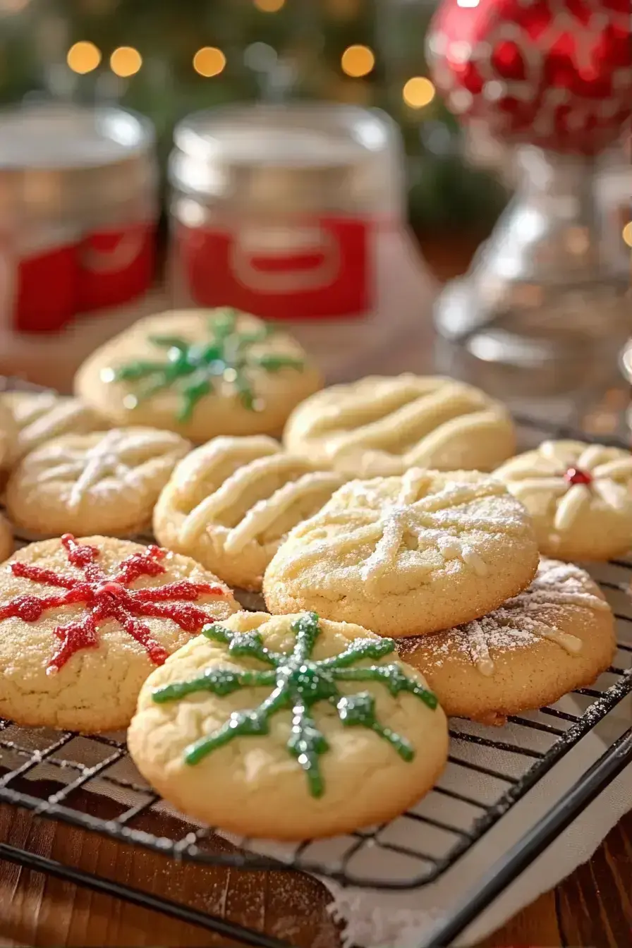 Beautifully arranged Christmas Cookies on a festive platter with holiday decorations