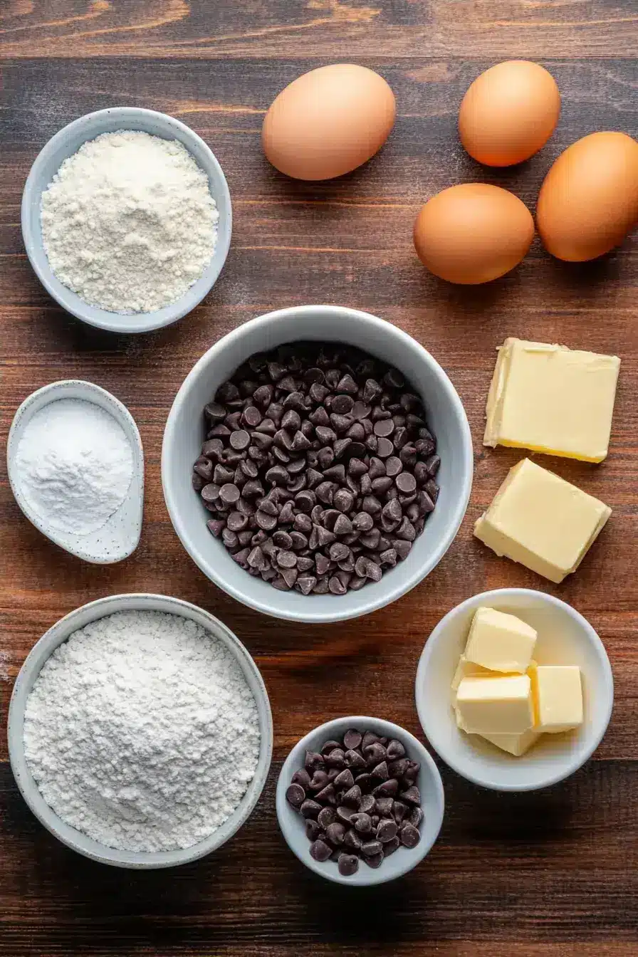 Ingredients for baking delicious cookies laid out on a kitchen counter