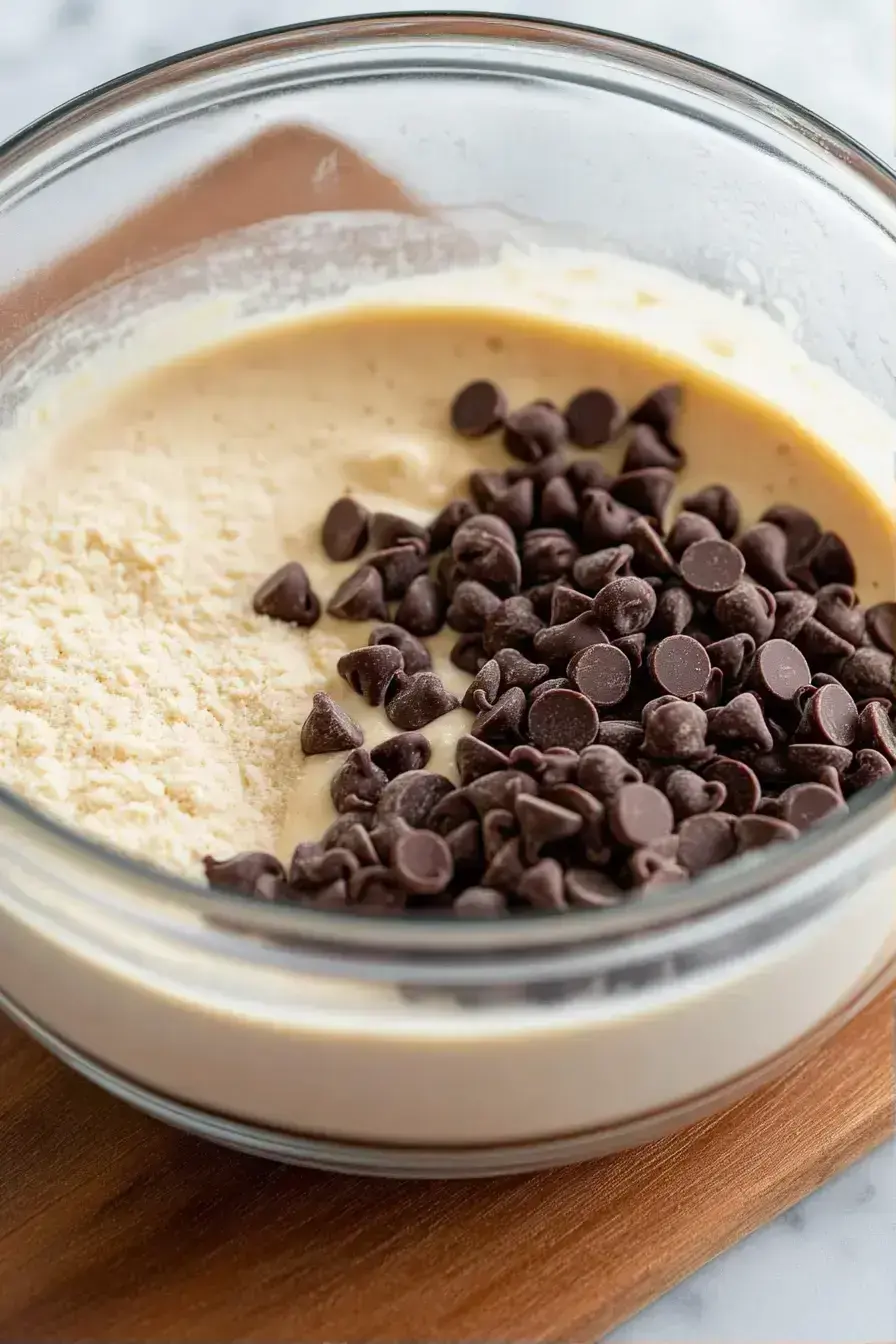 Adding eggs and vanilla to creamed butter and sugar mixture