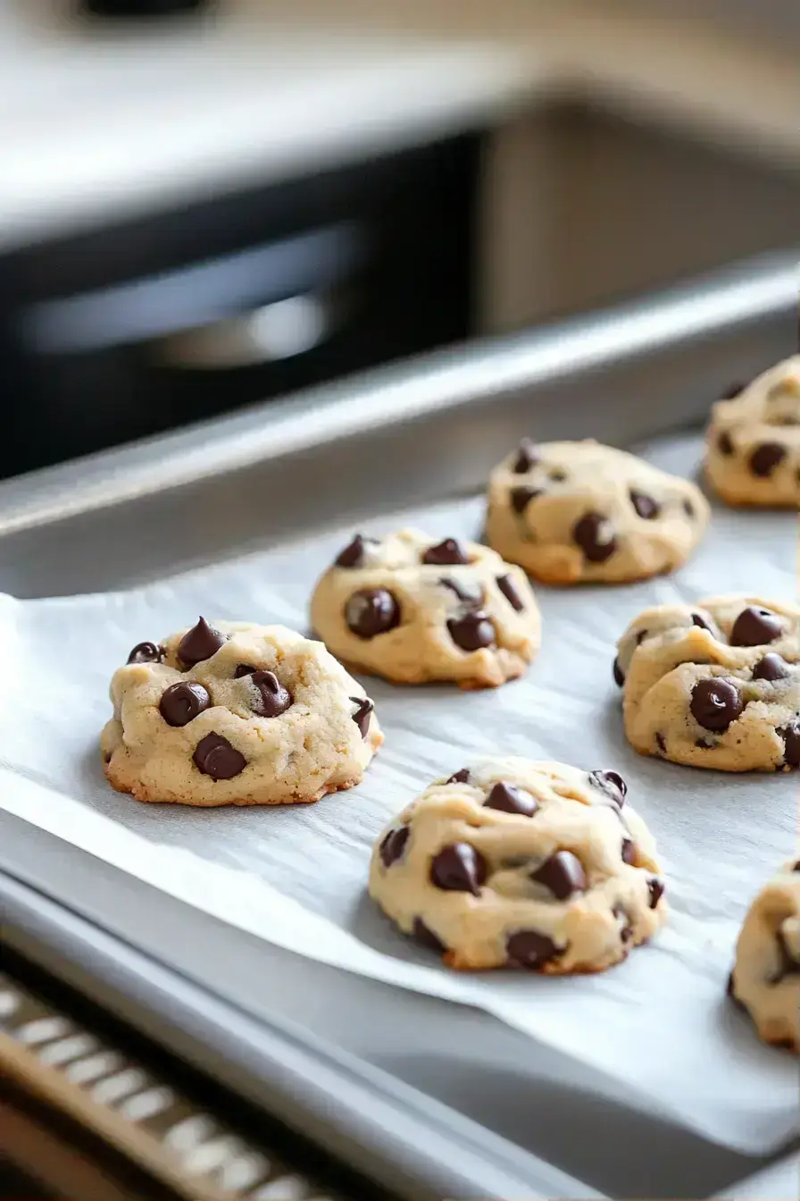 Fresh baked chocolate chip cookies with gooey centers and golden edges