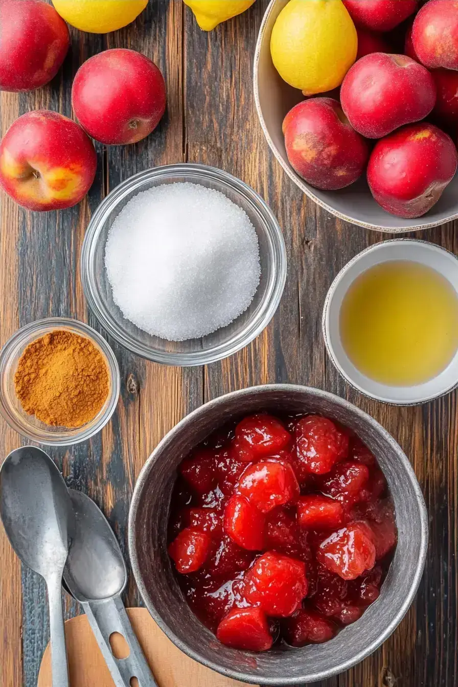 Fresh ingredients for an easy crabapple sauce recipe