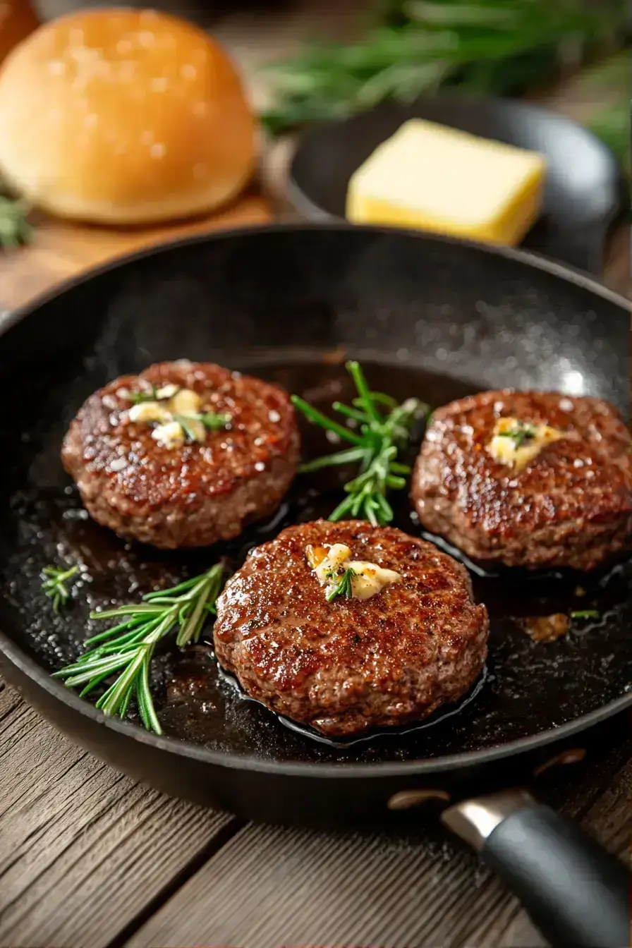Melting cheese on crack burger patties